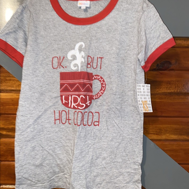 LuLaRoe Liv Top Short Sleeve Stretch Size Xs But First Hot Cocoa NWT