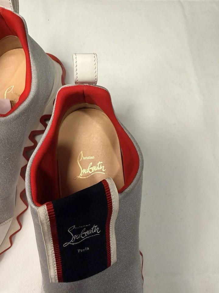 CRISTIAN LOUBOUTIN SILVER SOCK SNEAKERS 37 1/2 US 7 WOMEN - Image 4 of 4