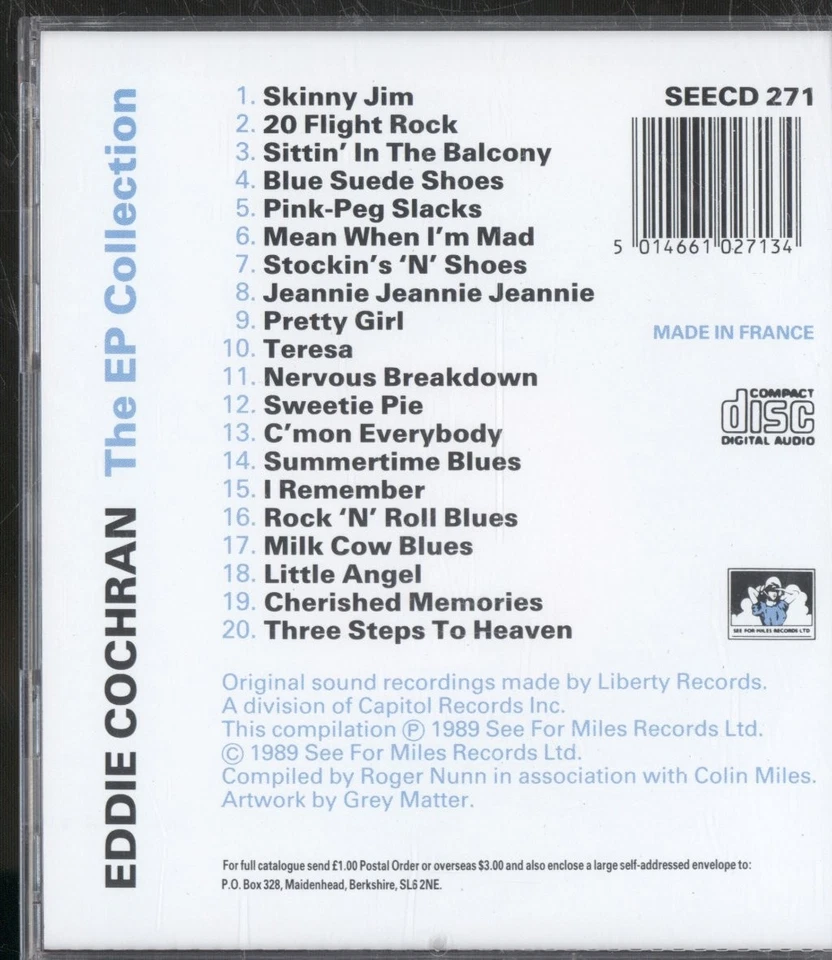 Eddie Cochran EP Sammlung CD UK See Für Meilen Ltd. 1989 SEECD271 - Bild 2 von 3