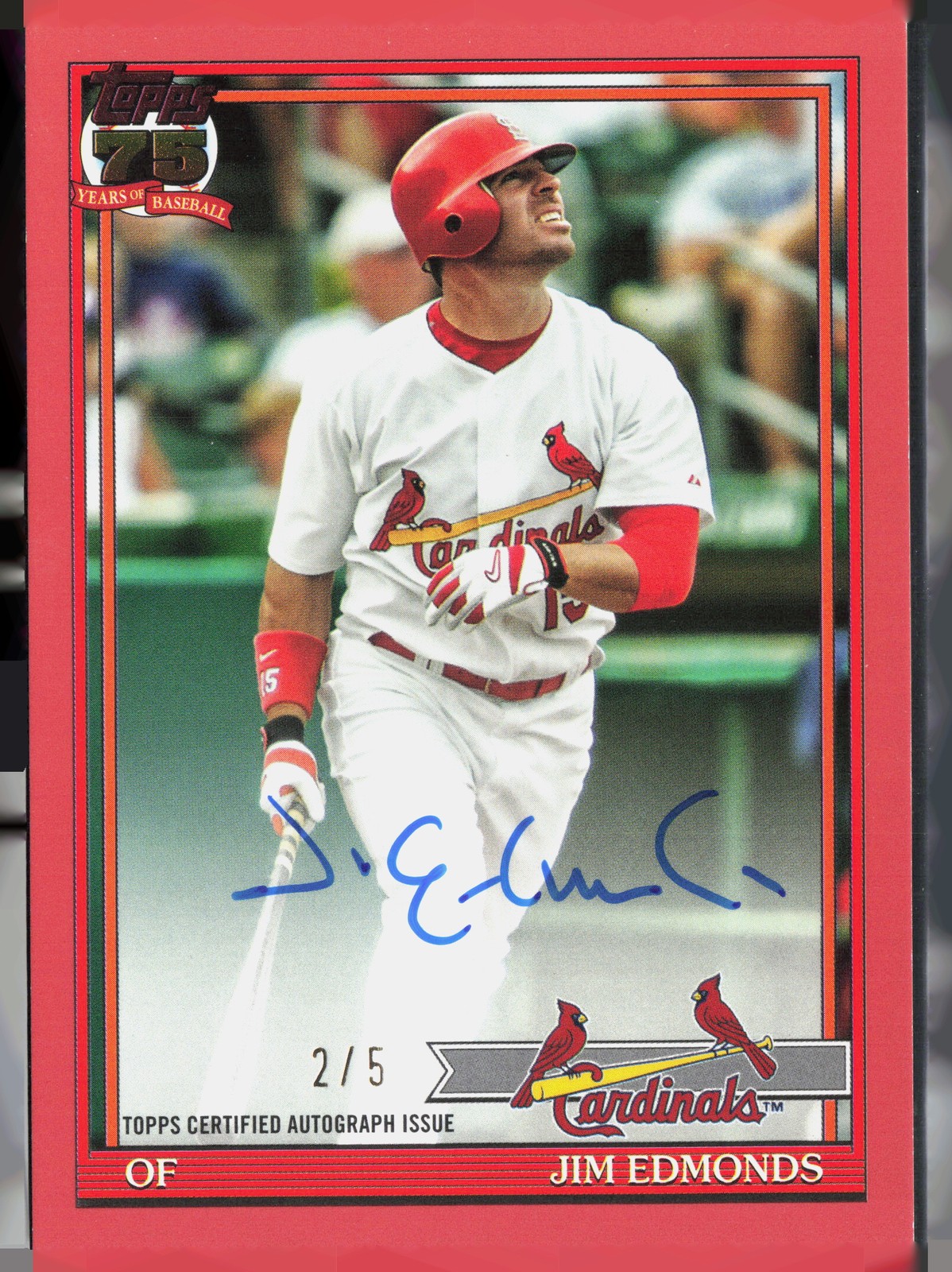 2026 Topps #91A-JE Jim Edmonds 1991 Topps Baseball 35th Autographs Red #/5