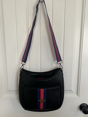 Parker & Hyde Crossbody Queen Bee Perforated Black Neoprene Adjustable Strap