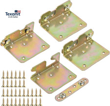4 Sets Bed Rail Brackets Heavy Duty Non-Mortise Bed Rail Fittings with Screws f