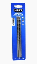 HART 3-Piece 6-inch Masonry Drill Bit Set 3/16, 1/4, 5/16 Concrete