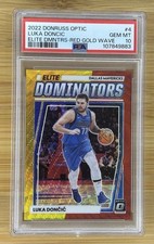 Luka Doncic #/99 2022-23 Donruss Optic Elite Dominators Red & Gold Wave PSA 10🔥