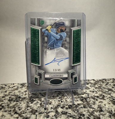 2024 Tier One Breakout Autographs Junior Caminero Green Foil /49 Jersey Match 13