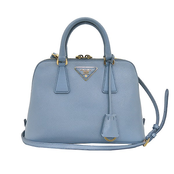 Prada BL0838 Sky Blue Saffiano Leather Tote Bag with Detachable Shoulder Strap