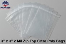 3"x 3" Clear 2 Mil Zip Top Seal Reclosable Poly Bags - 1,000 Bags - BPA Free