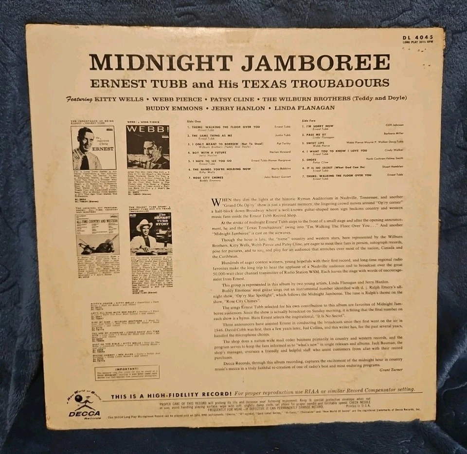 3 LPs!~ Ernest Tubb & His Texas Troubadours & Loretta Lynn ~Midnight Jamboree** - Image 4 of 4