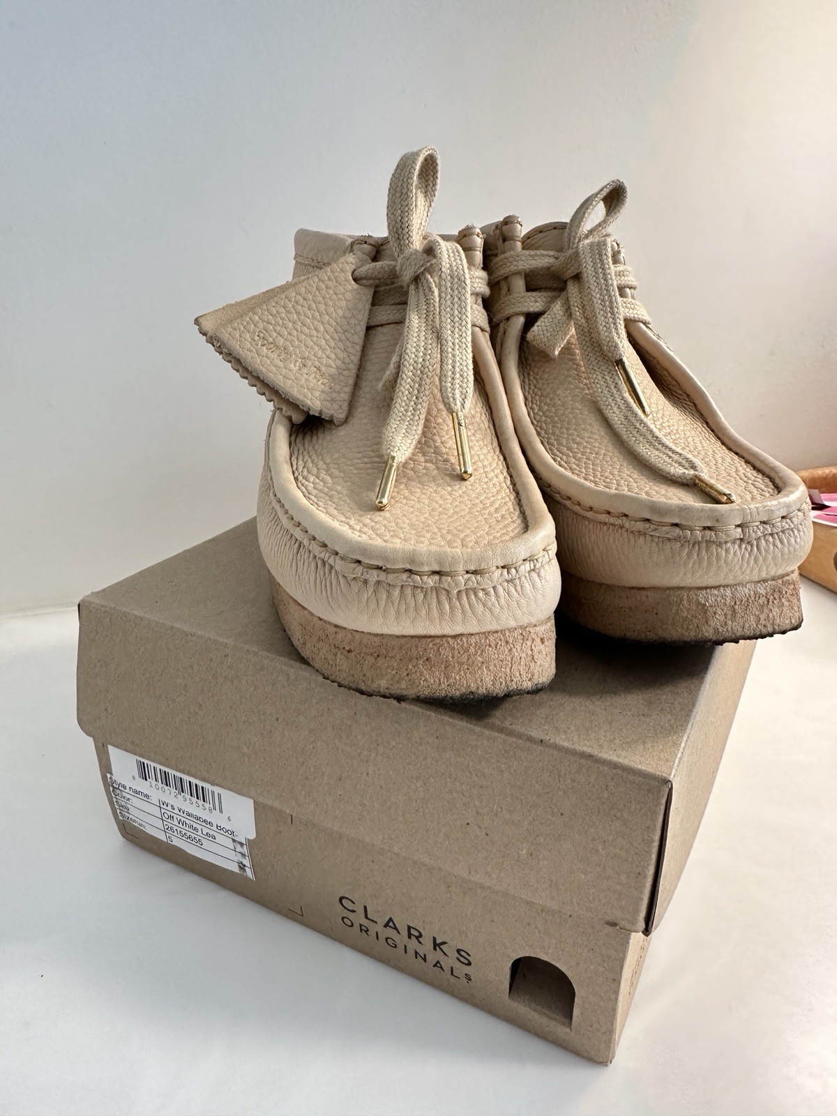 Clarks Original X Sporty & Rich Wallabee Off White Leather Chukka Boot Women 7 image 3