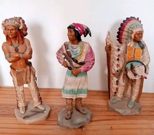 Job Lot Of 3 Castagna Native American Statues Late 1980s Early 1990s