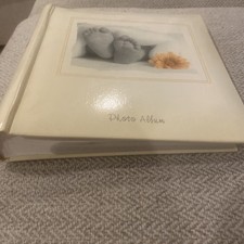 Baby Photo Album Book White With Baby Feet and Yellow Daisy