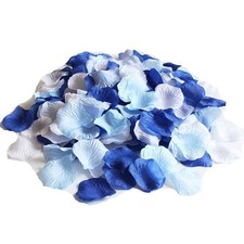 Mixed Blue and White Artificial Silk Flower Rose Petals for Wedding Aisle Dec...