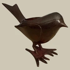 Vintage Mid Century Modern Metal Bird Planter Votive Holder 5”