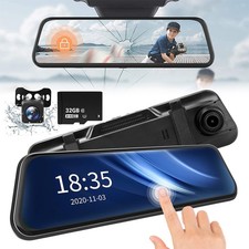 4K Front Rear View Mirror Dash Cam 10 Inch IP...