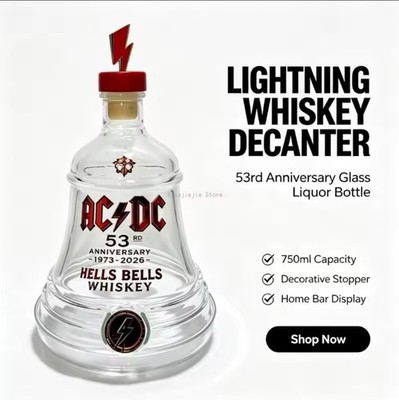 AC/DC Whiskey Decanter 50th Anniversary Limited Edition Decanter Rock Band New
