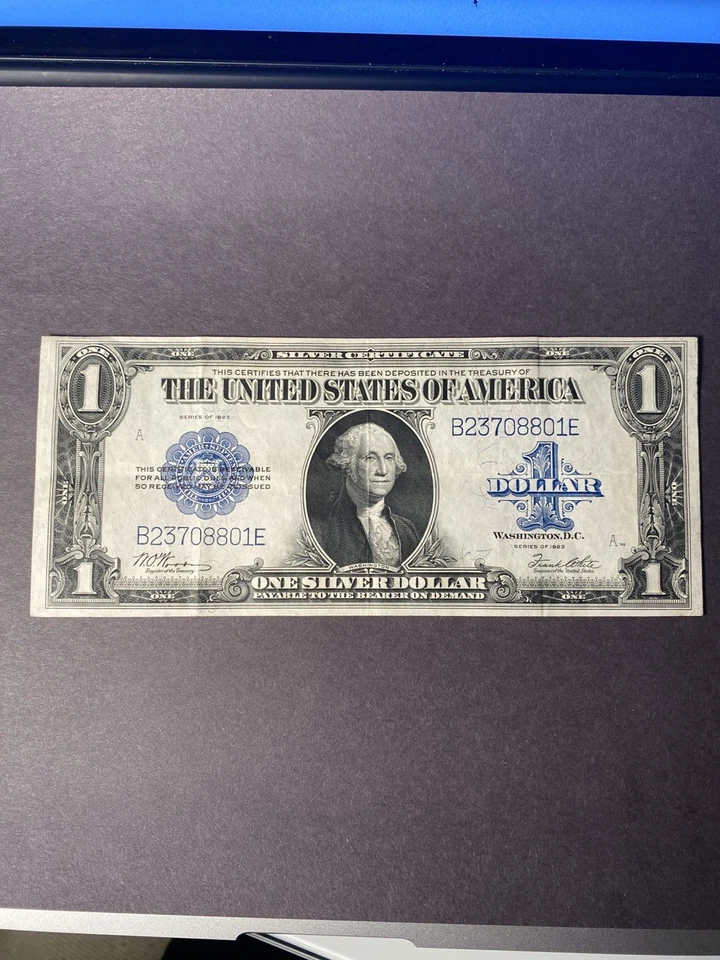 3 Consecutive Serial Number 1923 $1 Silver Certificate Notes Blue Seal Large Siz - Image 3 of 4