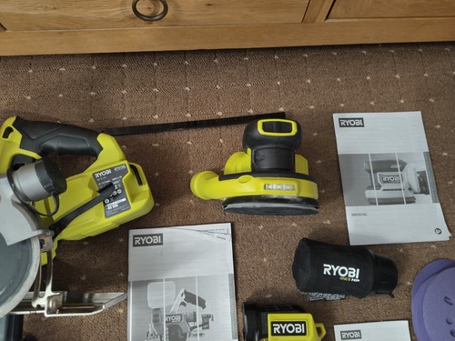 Ryobi 18v HP Tile cutter HP Orbital Sander Power Inverter fast charger 3 Batt - Picture 10 of 13