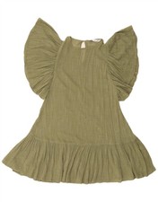 ZARA Womens Batwing A-Line Dress UK 10 Small Green Cotton DB04