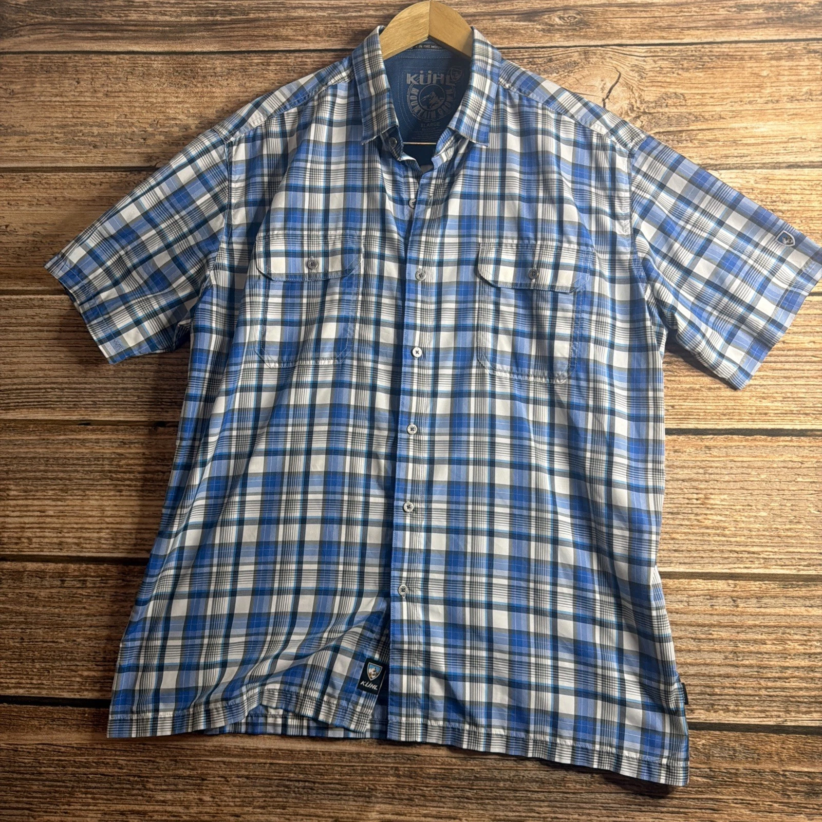 Kuhl Eluxur Short Sleeve Shirt Mens Extra Large Plaid Active Outdoor Hiking