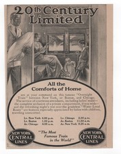 Publicité 1912 New York Central Lines 20ème siècle limitée avant WWI voyage ferroviaire