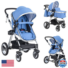 Baby Joy Baby Stroller 2-In-1 Convertible Bassinet Reclining Stroller Foldable