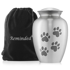 Pet Urn for Dog Cat Ashes - BrassCremation Memorial Lg. Silver Urn to 110 lbs