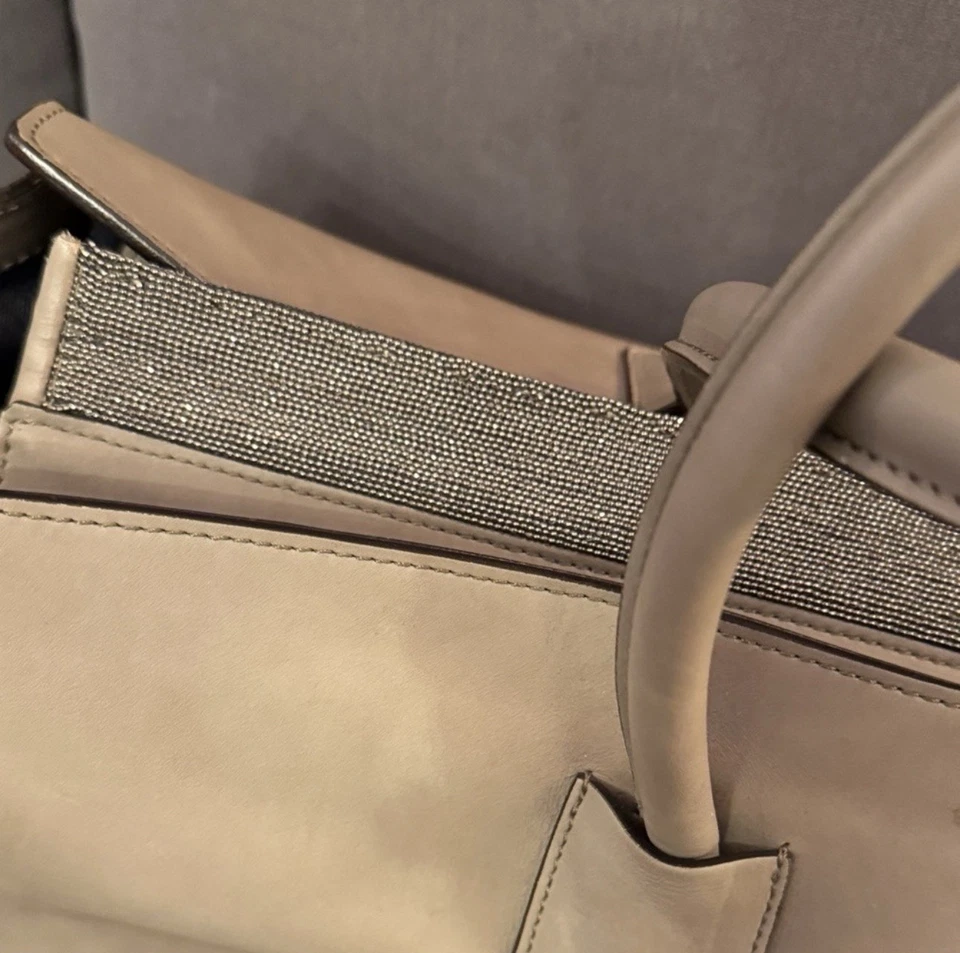 Brunello Cucinelli Taupe Color Leather Top Handle Tote - Image 4 of 4