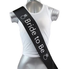 Bridal Hens Night Sash Party Black/Silver - Bride To Be
