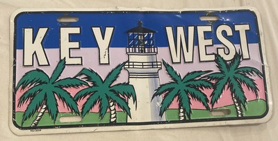 VTG Key West Florida Booster License Plate Lighthouse Palm Trees
