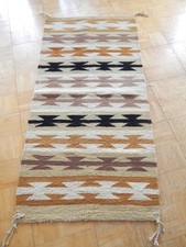 ALL NATURAL VINTAGE CHINLE NAVAJO INDIAN DOUBLE SADDLE BLANKET RUG  - 30 x 62"