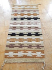 ALL NATURAL VINTAGE CHINLE NAVAJO INDIAN DOUBLE SADDLE BLANKET RUG  - 30 x 62"