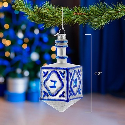 Kurt Adler: Hanukkah; Noble Gems  Hanukkah Dreidel Glass Ornament