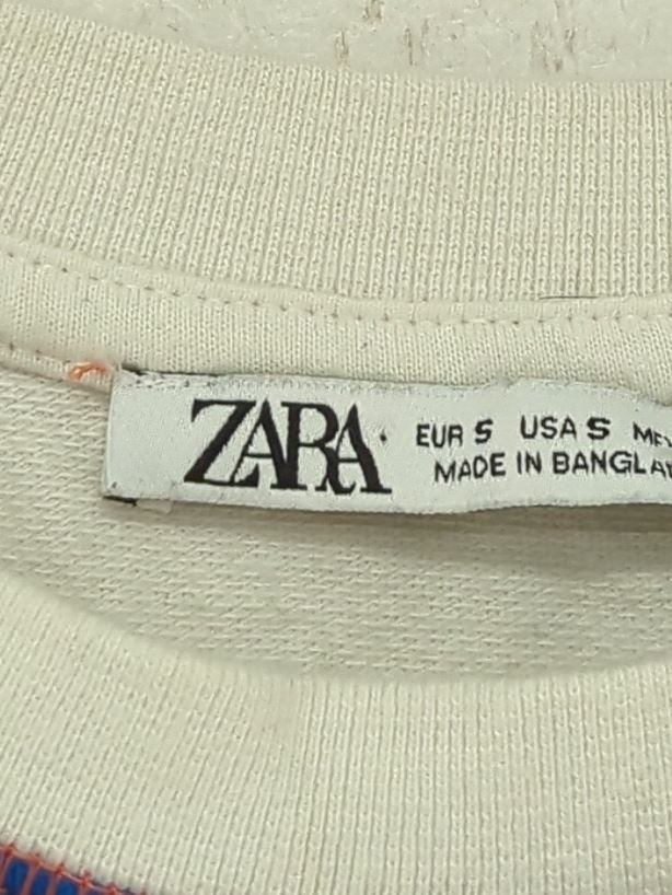 T shirt uomo Zara S bianca a righe 100% altra basic