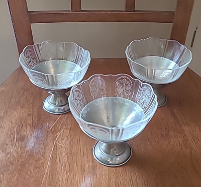American Sweetheart Depression Glass Sherbets Metal Base Macbeth Evans LOT 3