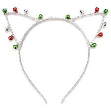 Christmas Cats Ears Headband, Jingle Bells, Holiday Accessory, Party Costume