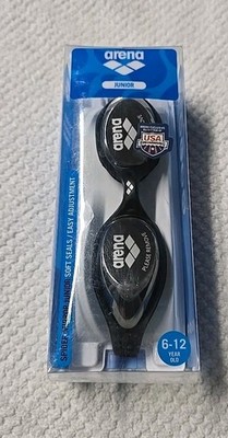 Arena Unisex Youth Spider Junior Swim Goggles Ages 6 to 12 Black/Silver/Green