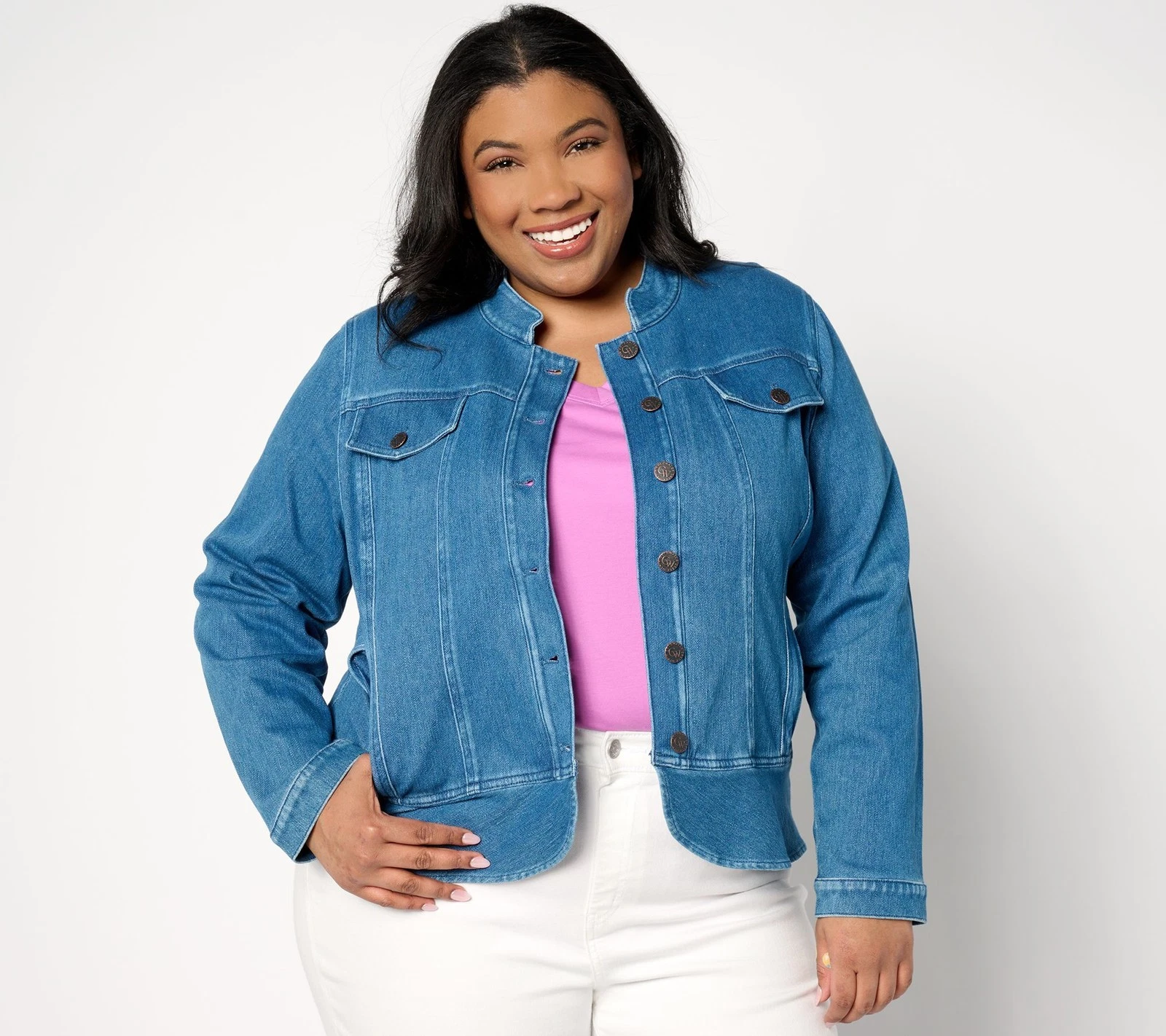 Farmers Defense Women's Jacket Sz L Denim Peplum Blue A629886