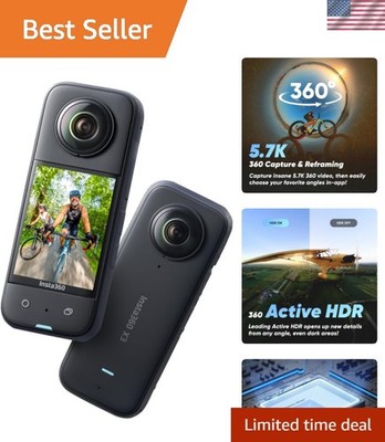 X3 - Waterproof 360 Action Camera with 1/2'' 48MP Sensors, 5.7K 360 Active HDR...