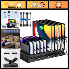 100W Multi-Device Charging Station, 10-Port USB Fast Charger, Quick Charge Hub