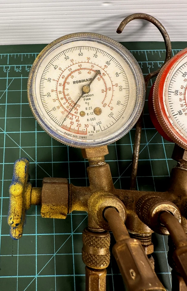 Juego de mangueras de latón de 3 válvulas Robinair HVAC de colección R-12 R-22 R-502 Foto 4 de 4