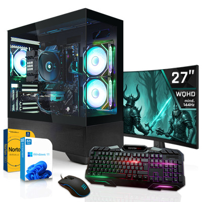 Gaming PC Set Ryzen 7 9800X3D 5060 8GB 32GB 1TB NVMe Gaming Monitor 69 cm (27 Zo