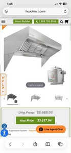 HoodMart 6x48 Low Ceiling Sloped Front Exhaust Hood System