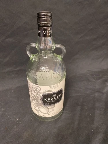 Kraken Rum EMPTY 1 Litre bottle for upcycling crafting lamps etc - (5029)