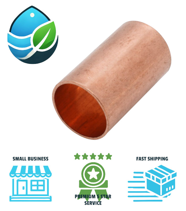 3/4" Copper Coupling - NO Stop - Sweat Connection for Plumbing and Irrigation