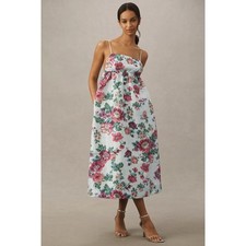 NWT ANTHROPOLOGIE BHLDN Sophia Apron-Top Jacquard Midi Dress $248 LARGE Teal