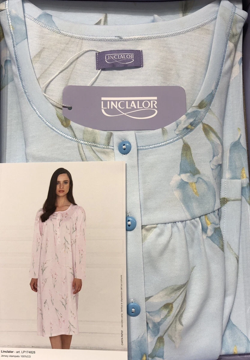 Camicia da notte da donna a maniche lunghe, in cotone