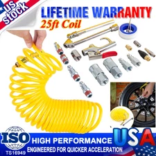 1/4 Inch NPT Air Accessory Kit 20X Air Compressor w/ 25 Ft. Recoil Hose Tool Kit