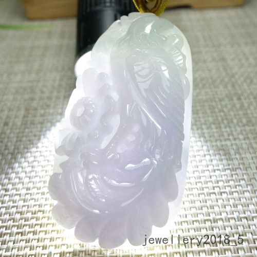 Certified Lavender+Green糯冰种 Burma 100%Natural A jadeite jade Pendant~Phoenix 凤凰 - Picture 3 of 24