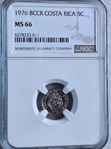 Costa Rica 5 Centimos 1976 BCCR NGC MS 66