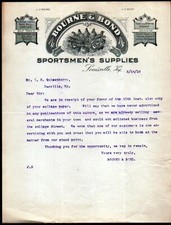 1910 Louisville Ky - Bourne & Bond - Golf Tennis Base Ball Rare Letter Head Bill
